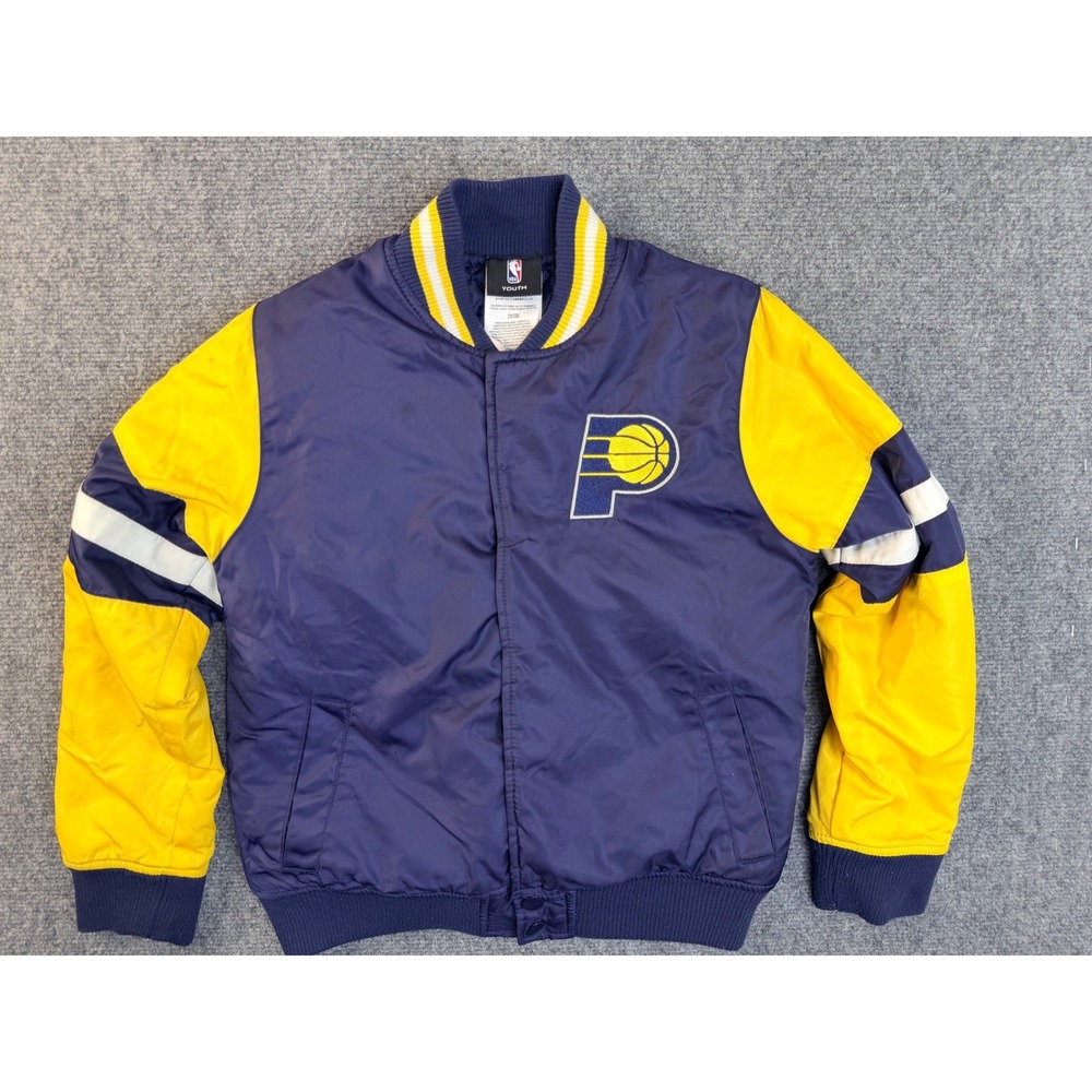NBA Indiana Pacers Youth Small Jacket Navy Blue Yellow Insulated Bomber Outerstu